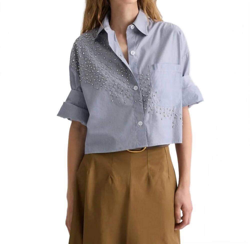 NEW TWP next ex striped cotton shirt with crystals in blue